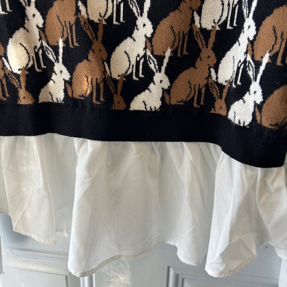 Maeve Rabbit Patterned Sweater Vest with Ruffle Sleeves - Picture 5 of 7